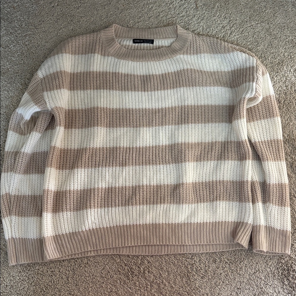 Striped Beige and White Sweater